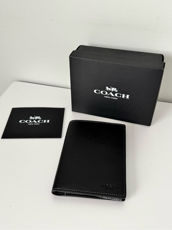 Coach Accessories - NWOT Leather Passport Wallet Holder Black
